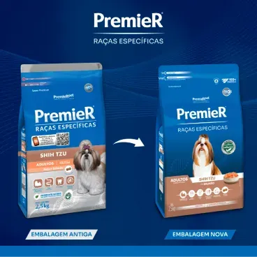 Nova embalagem Racao Premier Racas Especificas Shih Tzu Adultos Salmao